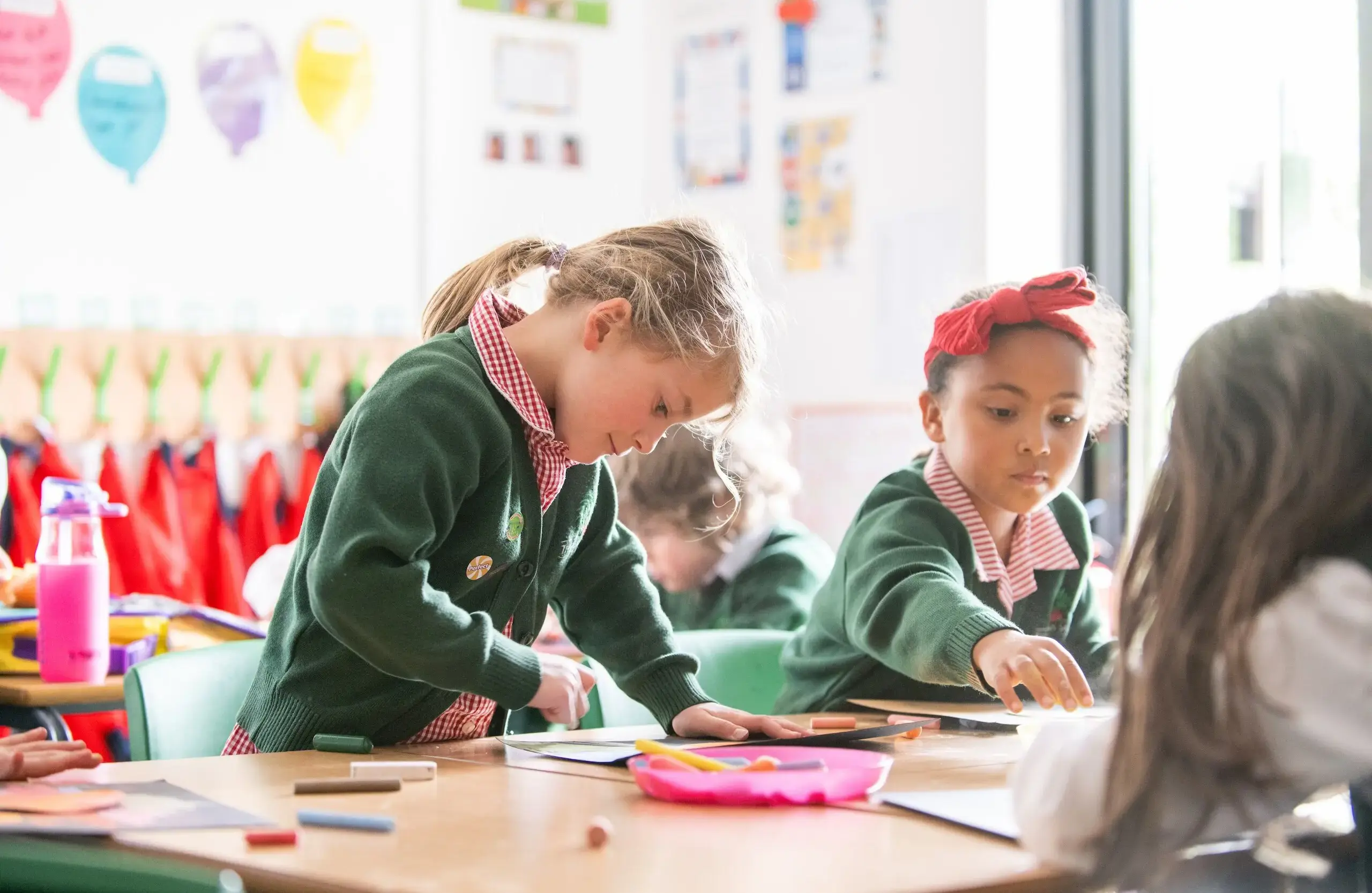 Students in an art lesson
