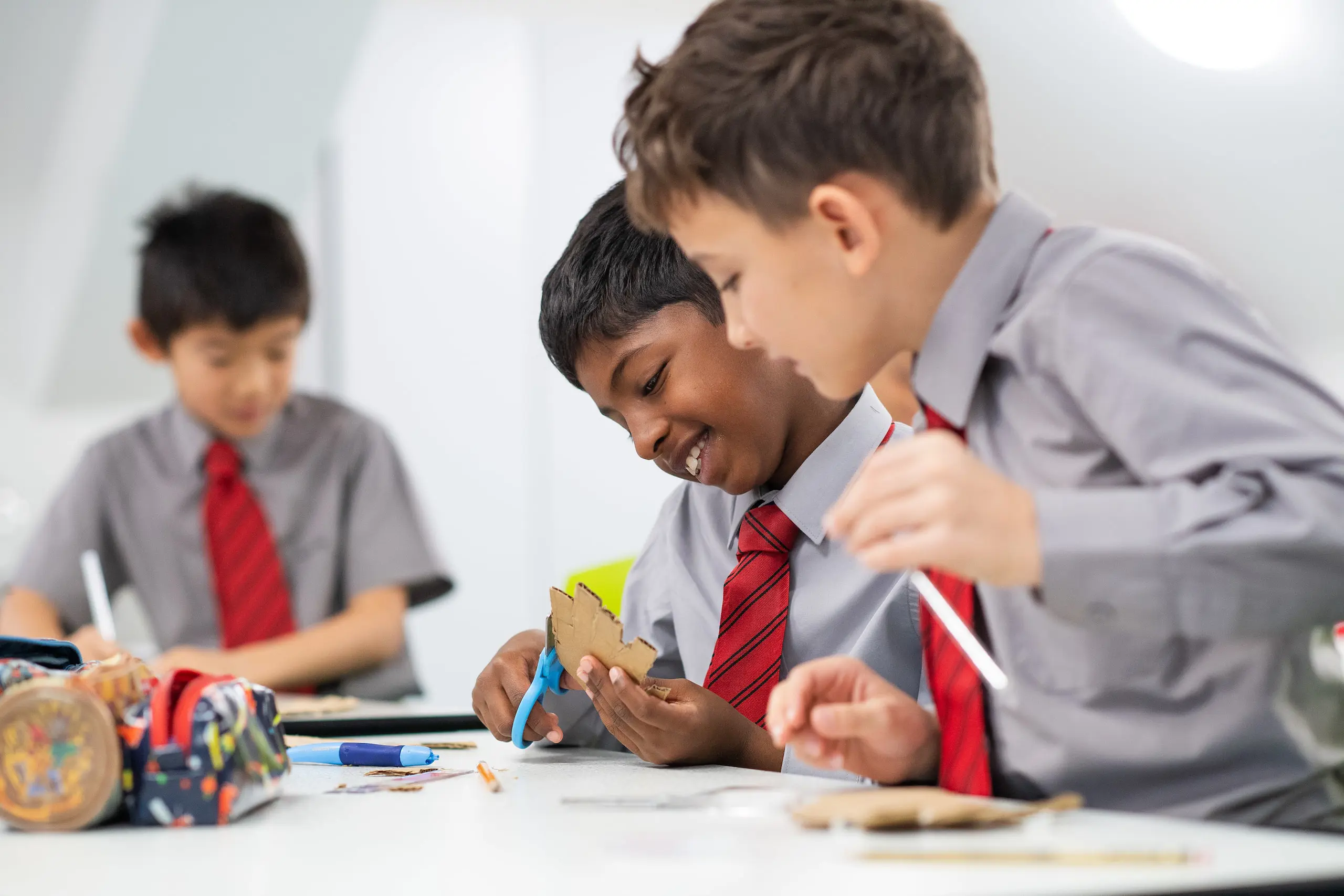 Students collaborating in a lesson