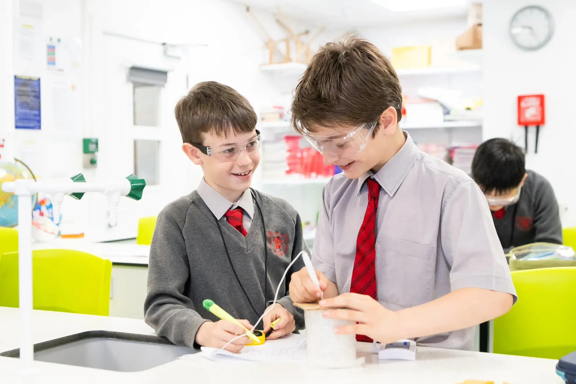 Students collaborating in a lesson