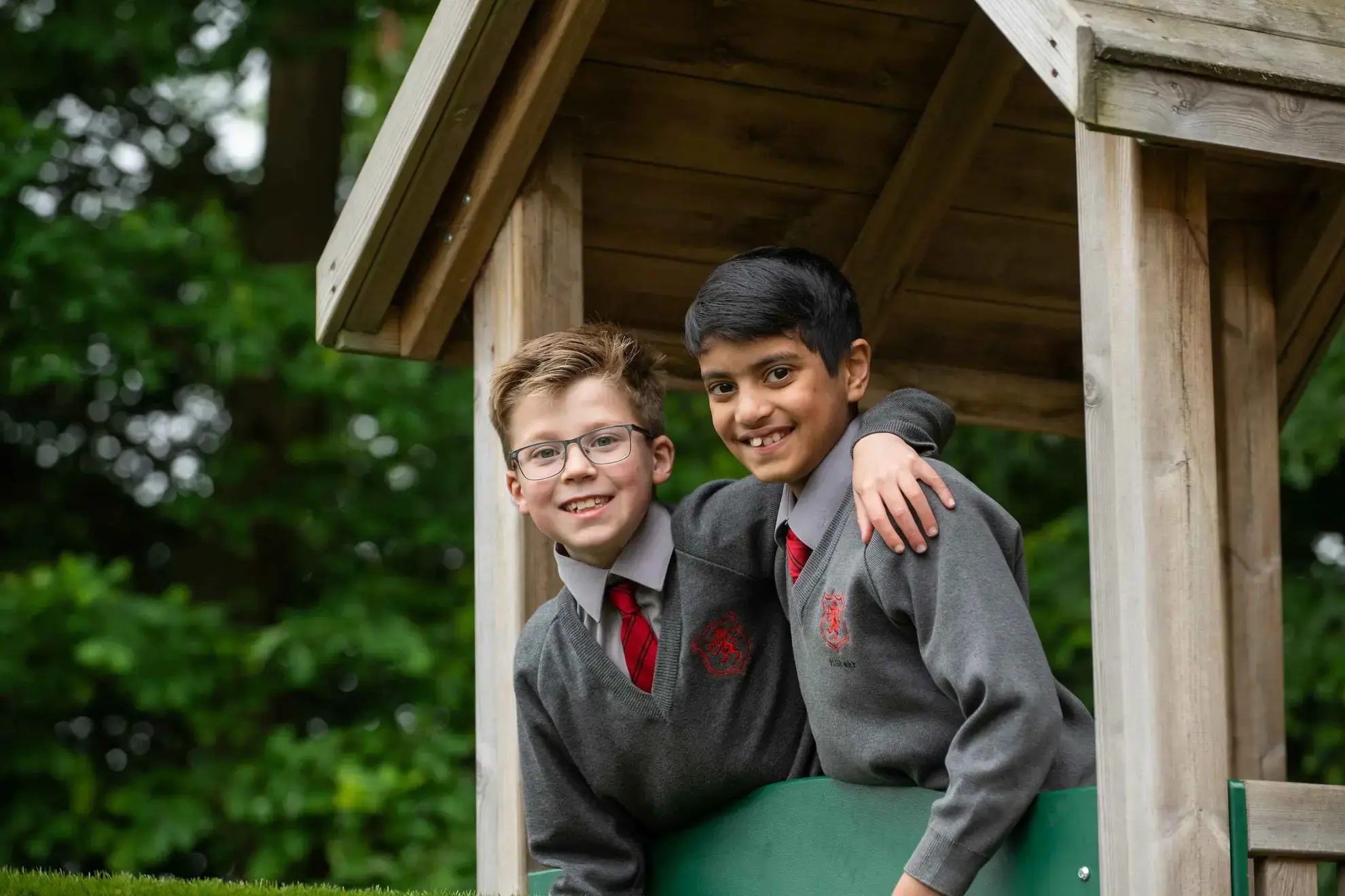Students in a treehouse