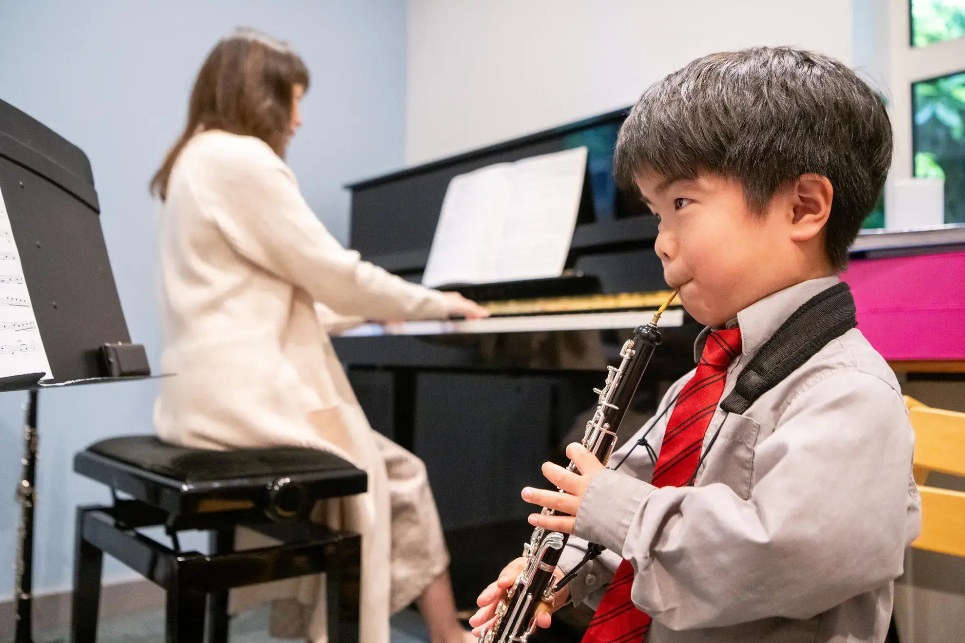 Student playing clarinet