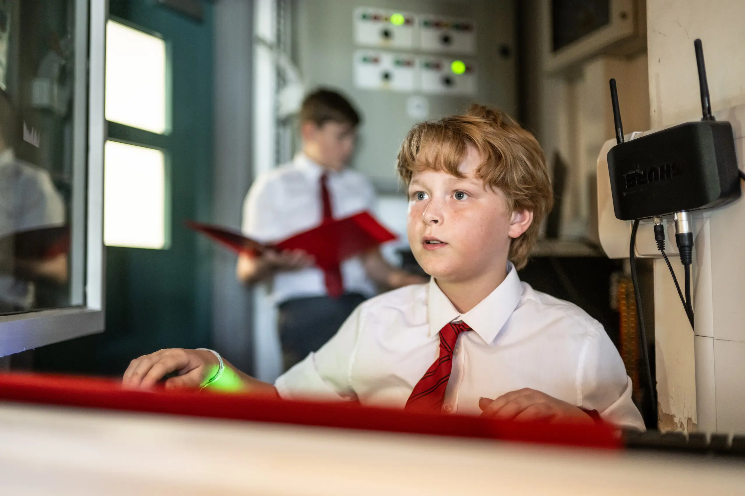 Student in sound studio