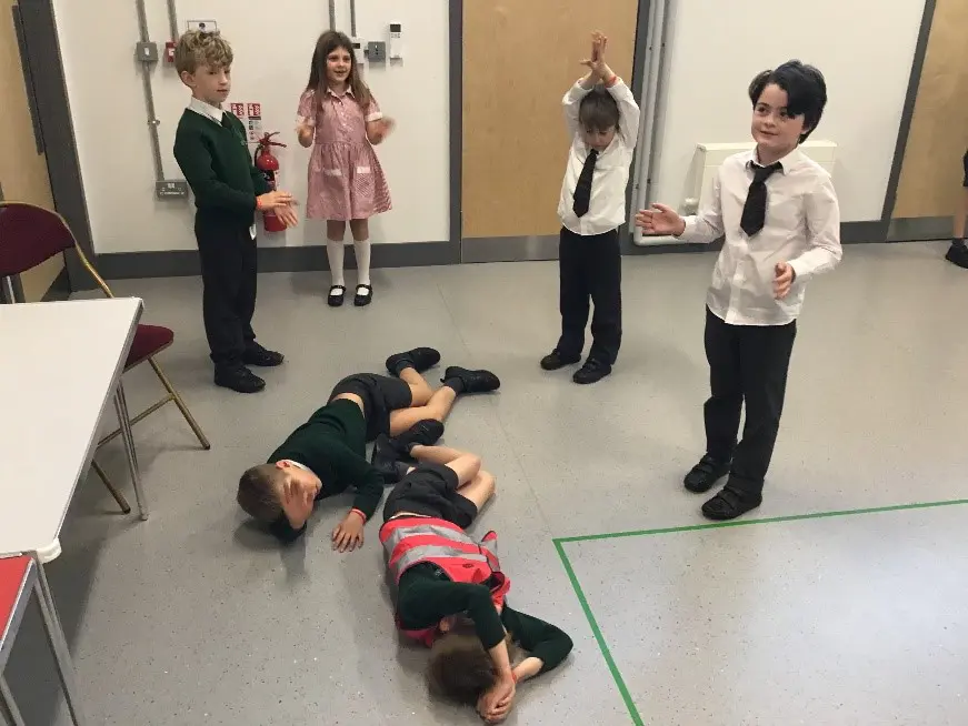 Students playing theatre games