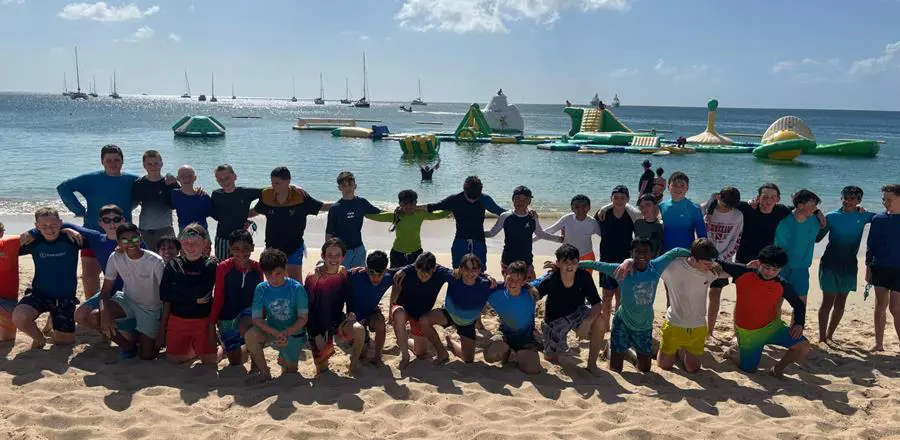 Students on the beach in St Lucia
