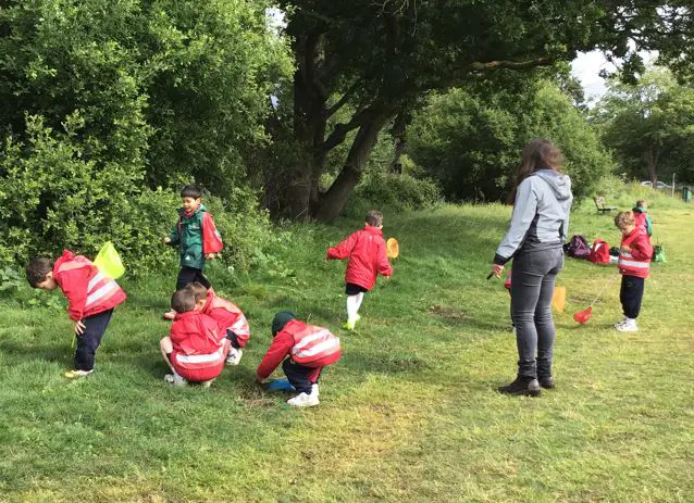Children outside on Green Day