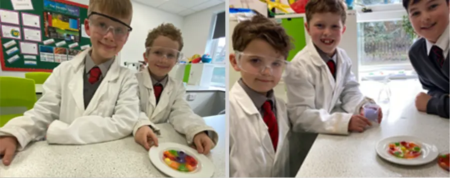 year 3 students in labcoats