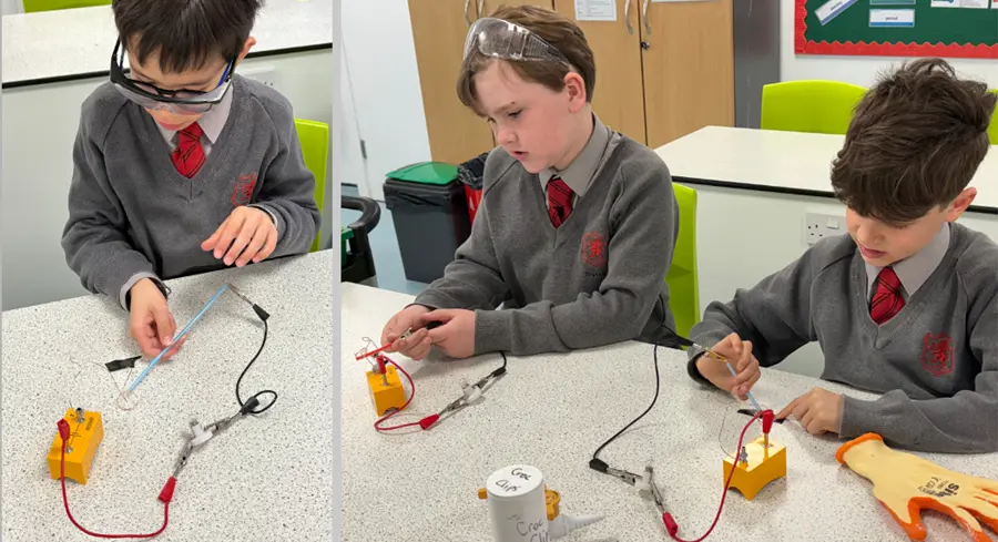 Year 4 students with cables