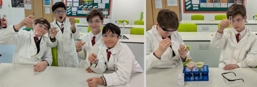 Year 7 with test tubes